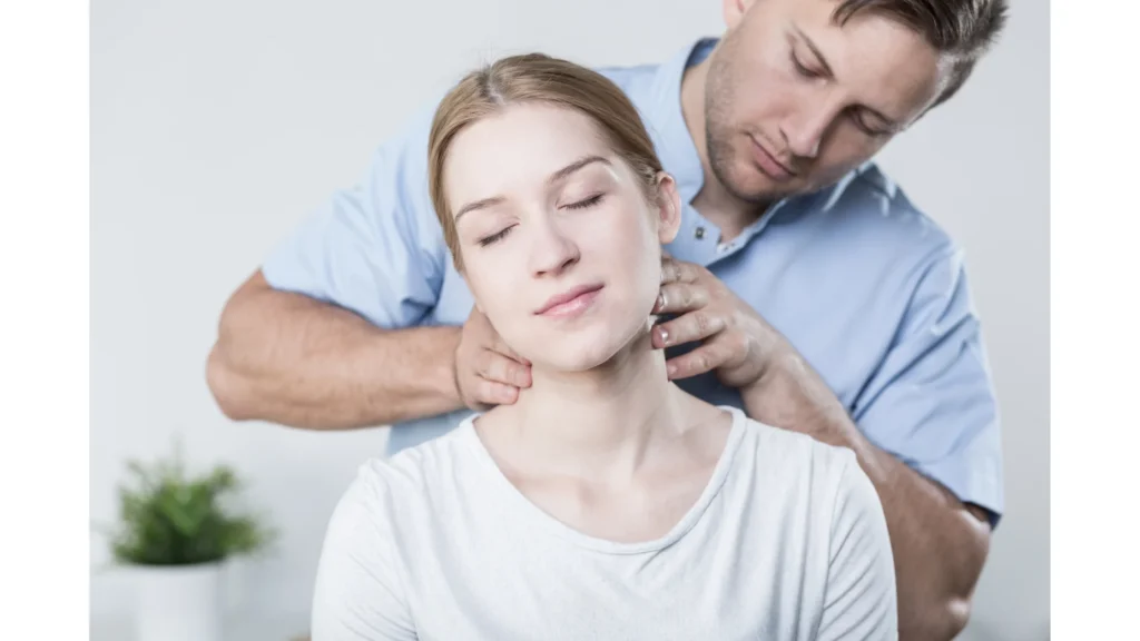 a doctor examines a patient neck looking for Cervical myelopathy condition